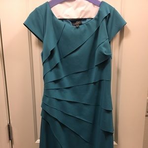 Teal green tiered Adrianna Papell dress